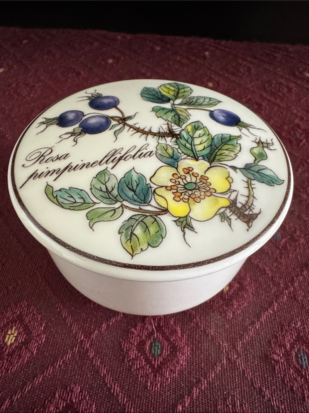 Villeroy & Boch Botanica Covered Trinket Box - Rosa Pimpinellifolia (Burnet Rose
